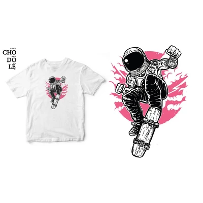 Áo thun cotton 100% in hình space skater.