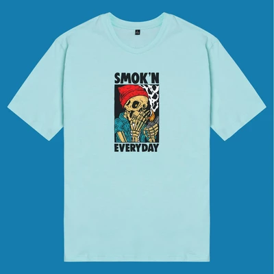 Áo thun tay ngắn unisex Chodole cho cả nam và nữ, chất liệu vải cotton in chữ Smoking Everyday