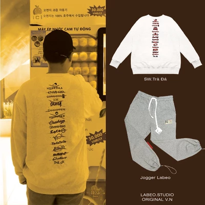 LB51 Áo sweater Trà Sữa, Labeo Áo nỉ local brand oversize dày dặn