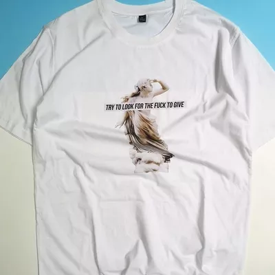 Áo thun ngắn tay unisex Chodole cho cả nam và nữ, chất liệu vải cotton in in hình try to look for a fuck to give