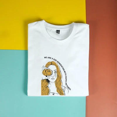 Áo thun tay ngắn unisex Chodole cho cả nam và nữ, chất liệu vải cotton in hình A sad generation (nhiều màu)