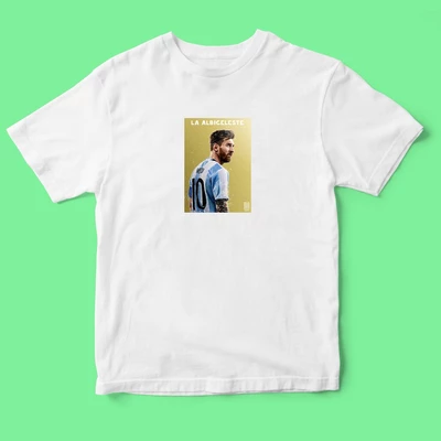 Áo thun tay ngắn in hình cầu thủ Messi 2 màu trắng - đen, có sẵn S-XL
