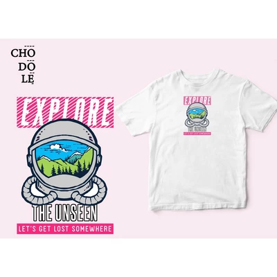 Áo thun ngắn tay unisex Chodole cho cả nam và nữ, chất liệu vải cotton in in hình Explore The Unseen