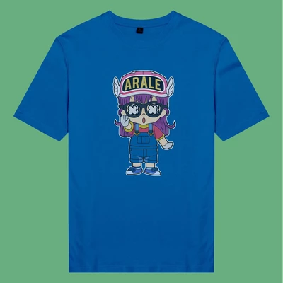 Áo thun ngắn tay unisex Chodole cho cả nam và nữ, chất liệu vải cotton in cotton in hình Half Skeleton series - Arale