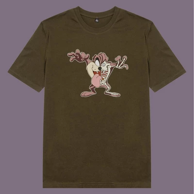 Áo thun tay ngắn unisex Chodole cho cả nam và nữ, chất liệu vải cotton in hình Half Skeleton series - Tazmania