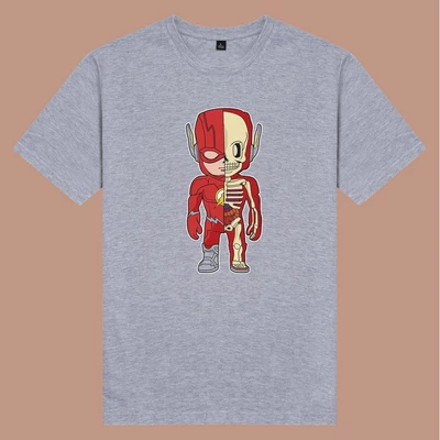 Áo thun ngắn tay unisex Chodole cho cả nam và nữ, chất liệu vải cotton in cotton in hình Half Skeleton series - Flash