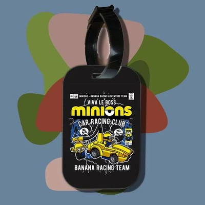 Thẻ hành lý cho túi xách balo du lịch in hình pop culture cartoon series - minion banana racing (nhiều màu)