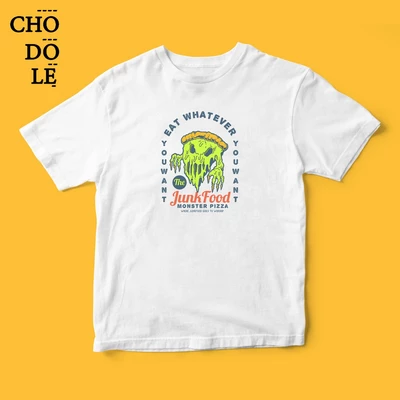 Áo thun ngắn tay unisex Chodole cho cả nam và nữ, chất liệu vải cotton in cotton 100% in hình Enjoy the Food Monster