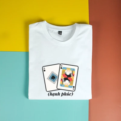 Áo thun tay ngắn unisex Chodole cho cả nam và nữ, chất liệu vải cotton in hình Hạnh phúc - Tết 2024