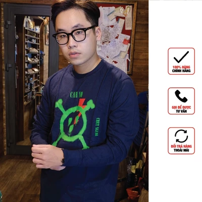 LB34 Áo phông, áo thun dài tay. local brand. Nguy hiểm cấm sờ