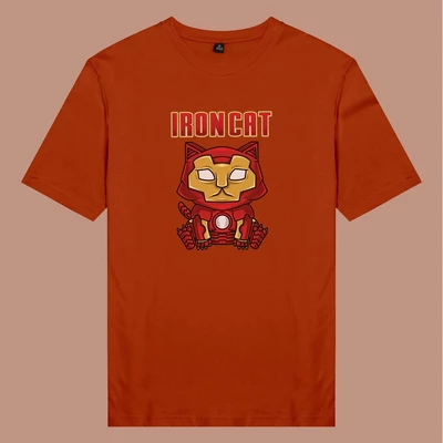Áo thun tay ngắn unisex Chodole cho cả nam và nữ, chất liệu vải cotton in hình phim thú cưng Cat Lover series - Iron Cat