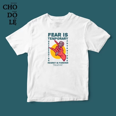 Áo thun tay ngắn unisex Chodole cho cả nam và nữ, chất liệu vải cotton in hình Fear is temporary