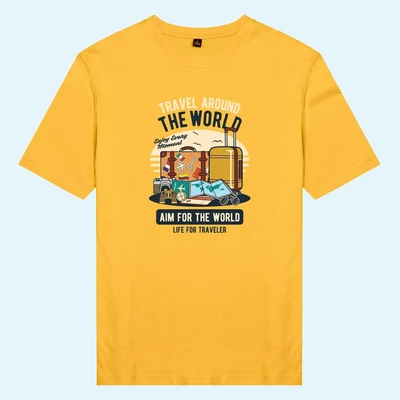 Áo thun tay ngắn unisex Chodole cho cả nam và nữ, chất liệu vải cotton in hình Wanderer - Travel around the world