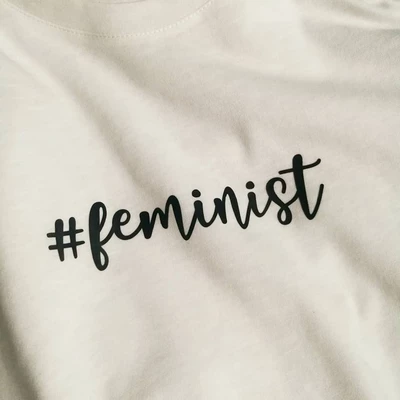 Áo thun tay ngắn unisex Chodole cho cả nam và nữ, chất liệu vải cotton in chữ#feminist