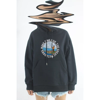 Áo khoác hoodie unisex xẻ tà in hình Great Outdoors Series - Fishing