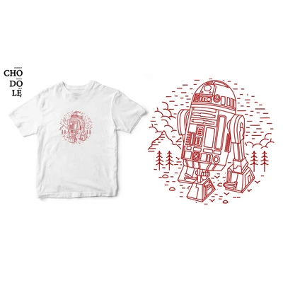 Áo thun tay ngắn unisex Chodole cho cả nam và nữ, chất liệu vải cotton in hình Black Droid - Star Wars