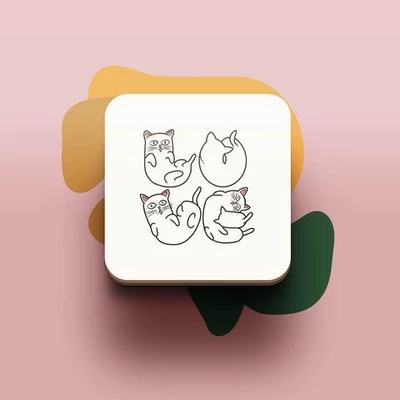 Miếng lót ly uống nước chống thấm nước bảo vệ bàn khỏi đồ uống in hình dễ thương Cat Lover Love