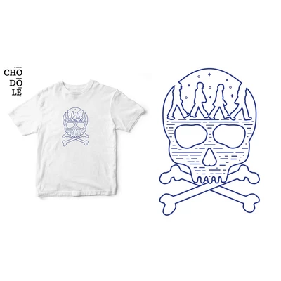 Áo thun tay ngắn unisex Chodole cho cả nam và nữ, chất liệu vải cotton in hình Abbey Skull - The Beatles