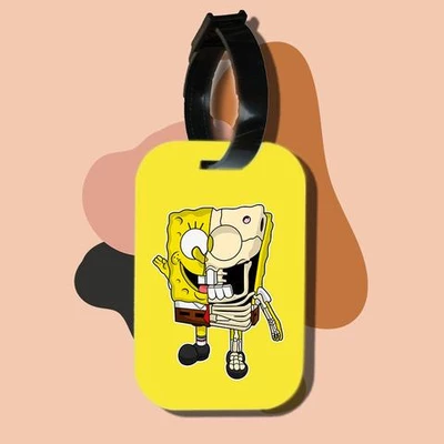 Thẻ hành lý cho túi xách balo du lịch in hình Half Skeleton - Sponge bob (nhiều màu)