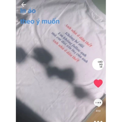 Áo thun tay ngắn Chodole cho cả nam và nữ in chữ Tiktok video - Em nhà ở đâu thế