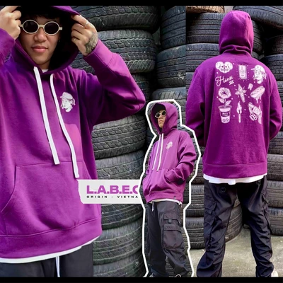 LB18 Áo hoodie HNXXX Labeo Áo nỉ dáng rộng dày dặn