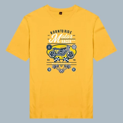 Áo thun tay ngắn unisex Chodole cho cả nam và nữ, chất liệu vải cotton in hình Biker - Born to ride, Motor Racer