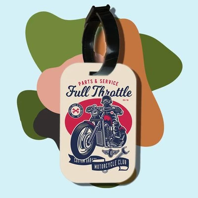 Thẻ hành lý cho túi xách balo du lịch in hình Biker Full Throttle (nhiều màu)