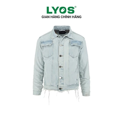 Áo Khoác LYOS Light Blue Whiskering Denim D07 Xanh