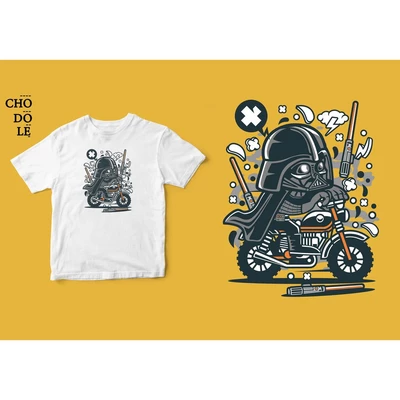 Áo thun unisex cotton 100% in hình Super Heroes Series - Vador Motocross (nhiều màu)
