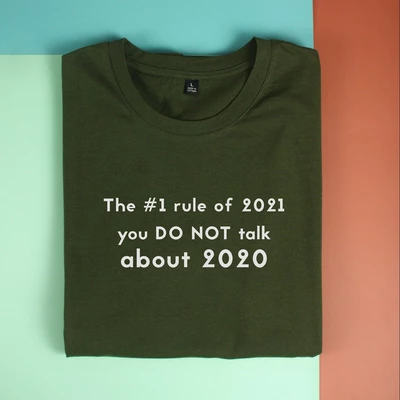 Áo thun tay ngắn unisex Chodole cho cả nam và nữ, chất liệu vải cotton in hình the #1 rule of 2021