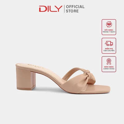 Dép guốc nữ DILY cao gót quai nhún êm chân gót vuông cao 5cm_ AA0292