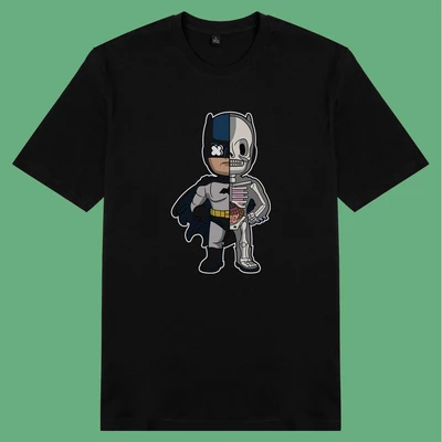 Áo thun ngắn tay unisex Chodole cho cả nam và nữ, chất liệu vải cotton in cotton in hình Half Skeleton series - Batman