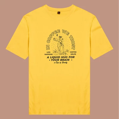 Áo thun ngắn tay unisex Chodole cho cả nam và nữ, chất liệu vải cotton in cotton 100% in hình In coffee we trust