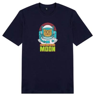 Áo thun ngắn tay unisex Chodole cho cả nam và nữ, chất liệu vải cotton in cotton 100% in hình I love you to the moon