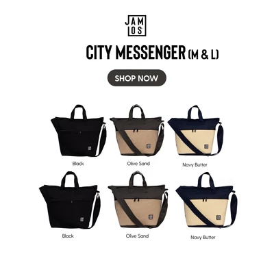 Jamlos City Messenger - Túi đeo chéo, xách tay canvas nhiều ngăn vừa laptop 13" 15" đi học đi làm