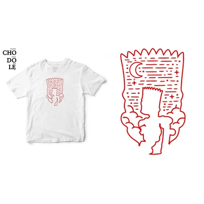 Áo thun tay ngắn unisex Chodole cho cả nam và nữ, chất liệu vải cotton in hình Bart - The simpsons