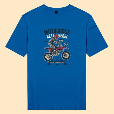 Áo thun ngắn tay unisex Chodole cho cả nam và nữ, chất liệu vải cotton in cotton 100% in hình Motocross Retro Rebel