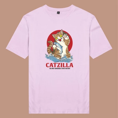Áo thun unisex cotton in hình phim Cat Lover series - Catzilla (nhiều màu)