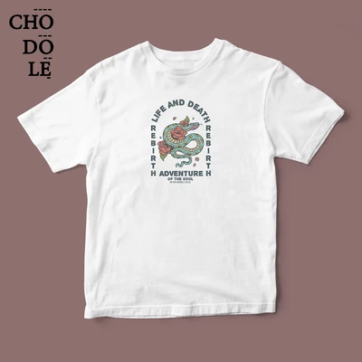 Áo thun tay ngắn unisex Chodole cho cả nam và nữ, chất liệu vải cotton in hình Life and death