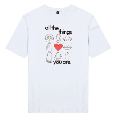 Áo thun tay ngắn unisex Chodole cho cả nam và nữ, chất liệu vải cotton in hình All the things you are (màu trắng)