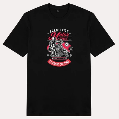 Áo thun unisex cotton 100% in hình Biker - Born to ride, Motor Rider (nhiều màu)