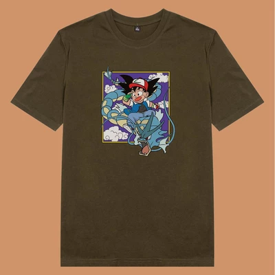 Áo thun ngắn tay unisex Chodole cho cả nam và nữ, chất liệu vải cotton in cotton in hình Dragonball - Dragon Pokemon
