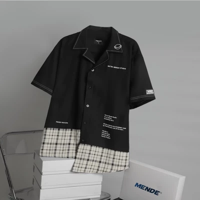 MENDE - Haft Caro Shirt - Áo Sơ Mi Nam Tay Ngắn