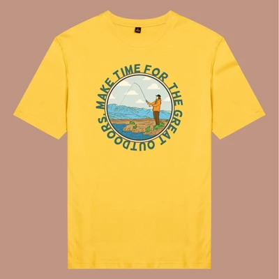 Áo thun tay ngắn unisex Chodole cho cả nam và nữ, chất liệu vải cotton in hình phim The Great Outdoor series - Fishing
