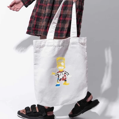 Túi vải tote bag của Chodole chất liệu túi canvas vải bố đẹp in hình độc đáo Half Skeleton - Bart Simpson