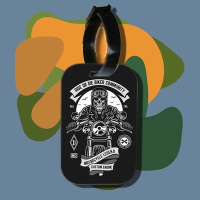 Thẻ hành lý cho túi xách balo du lịch in hình ride or die biker community (nhiều màu)