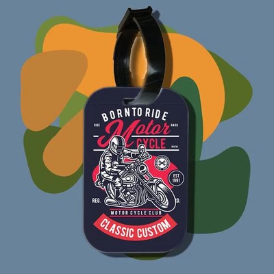 Thẻ hành lý cho túi xách balo du lịch in hình born to ride classic custom (nhiều màu)