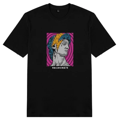 Áo thun tay ngắn unisex Chodole cho cả nam và nữ, chất liệu vải cotton in chữ Hallucinate