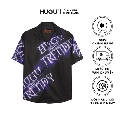 Áo sơ mi tay ngắn HUGU - Bling bling - chất liệu satin - unisex