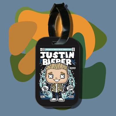 Thẻ hành lý cho túi xách balo du lịch in hình pop culture cartoon series - justin bieber (nhiều màu)